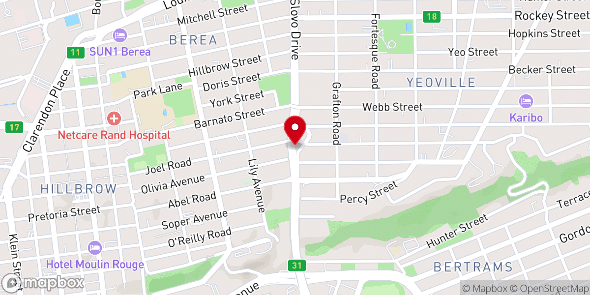 Map showing location of Mount Calvary Pentecostal Church