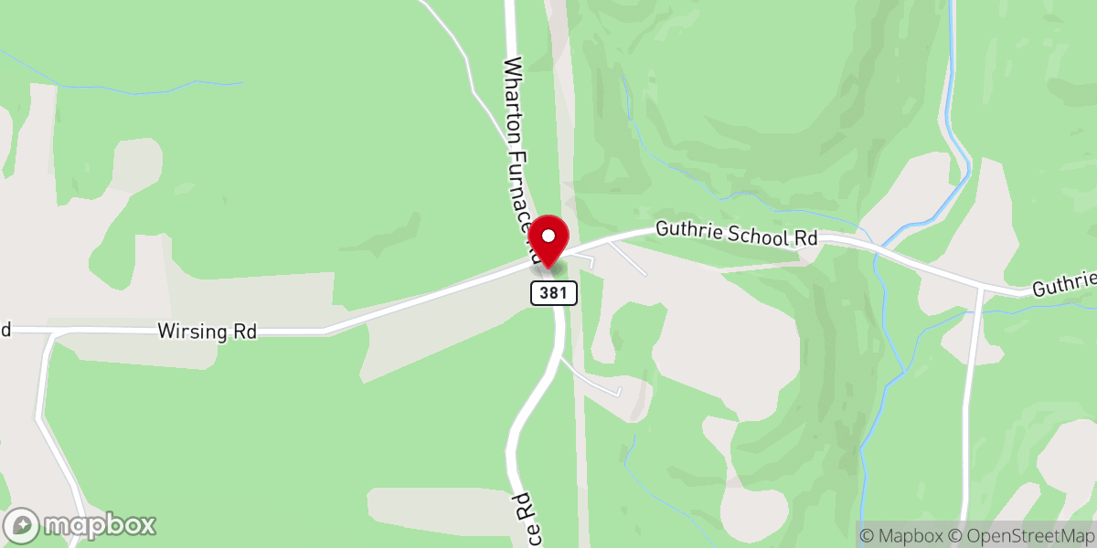 Map showing location of Laurel Mountain Baptist Church