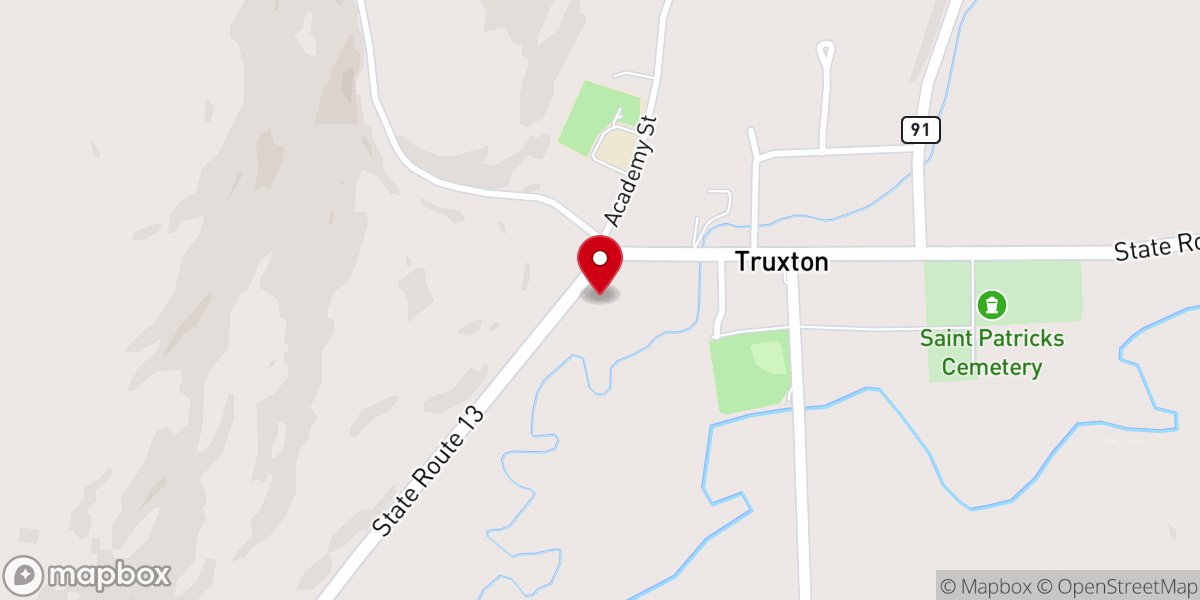 Map showing location of Truxton United Methodist Church