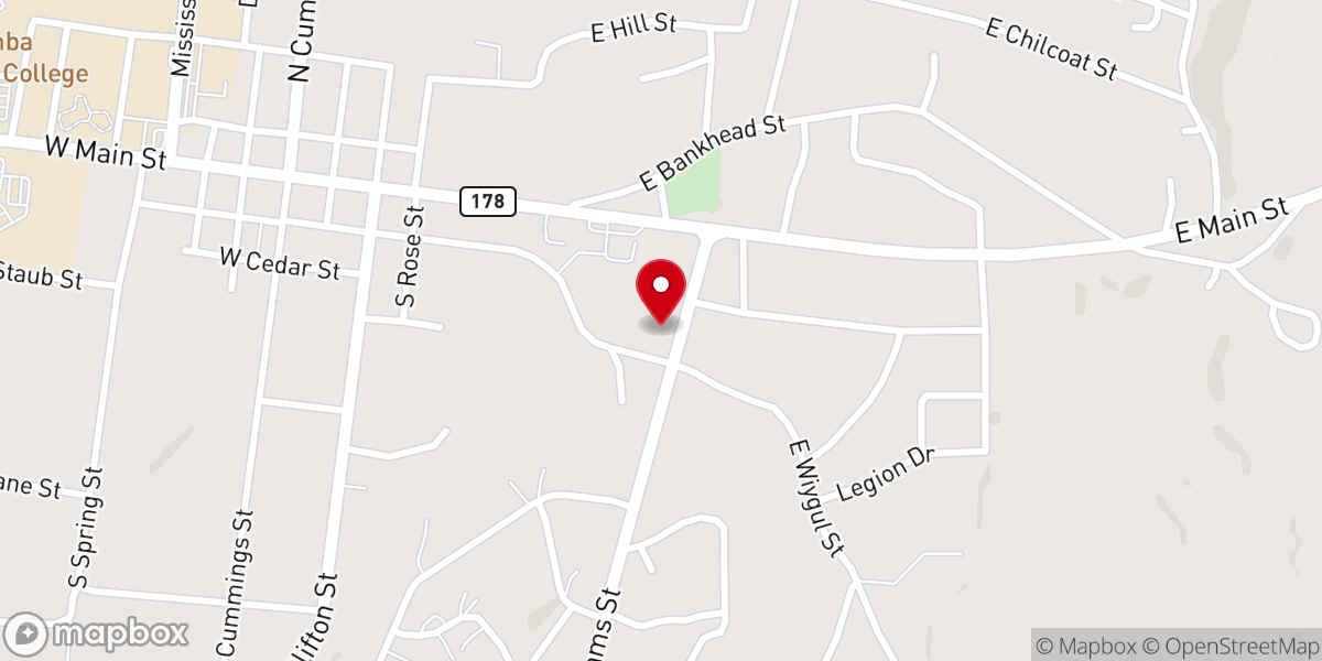 Map showing location of Trinity Baptist Church