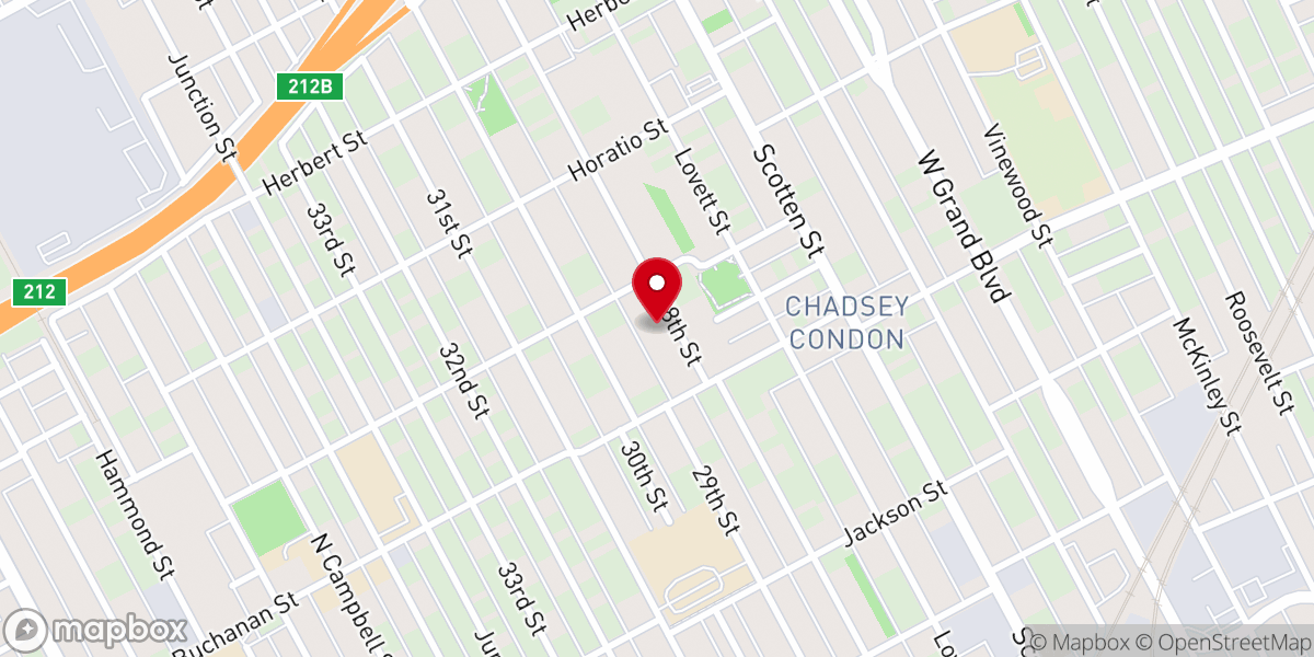 Map showing location of The Historic Motor City Missionary Baptist Church