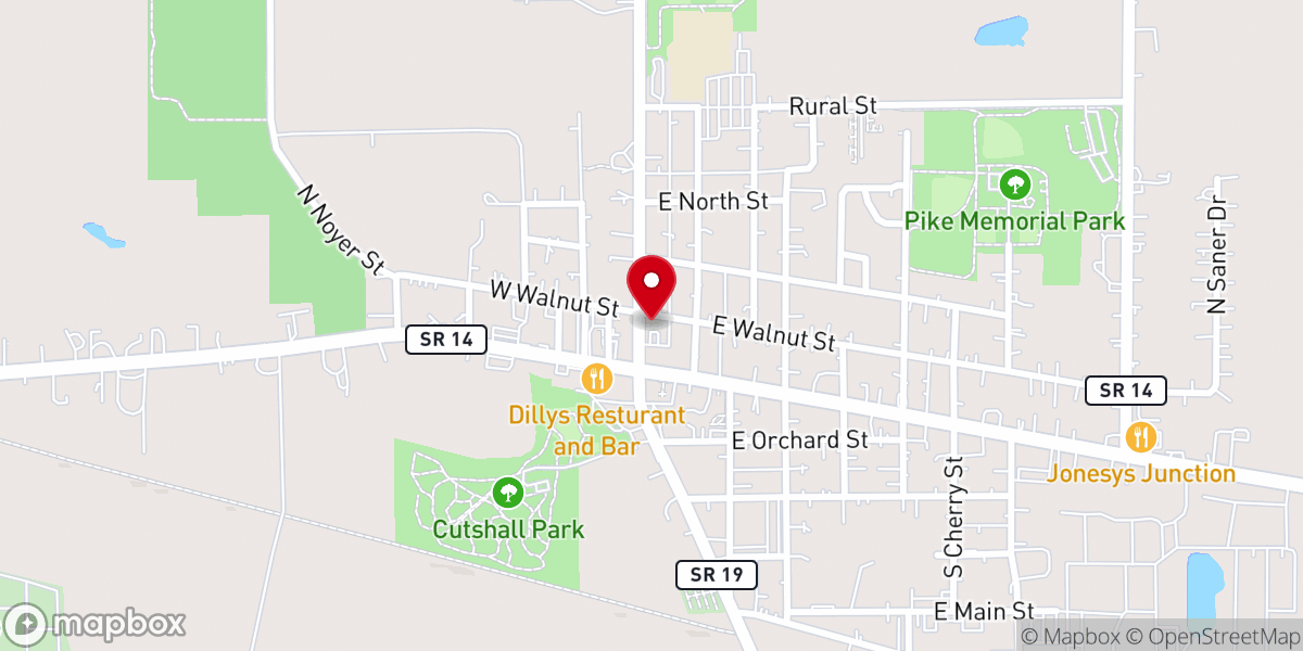 Map showing location of Akron United Methodist Church