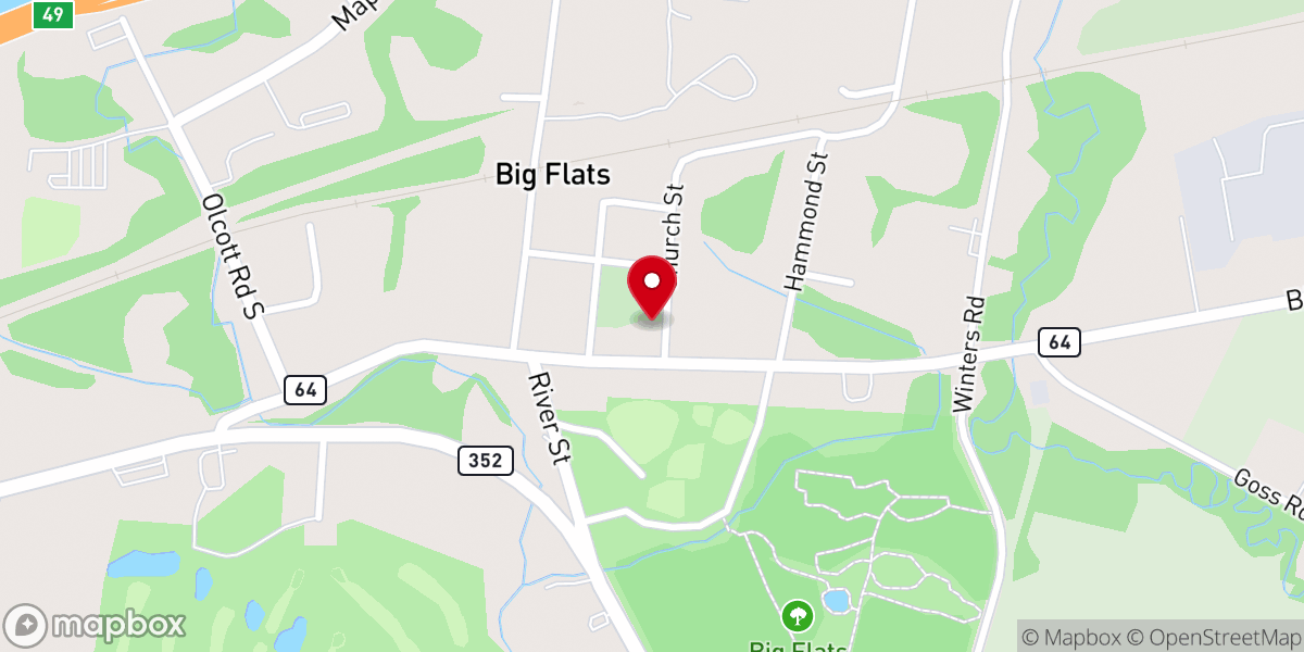 Map showing location of Big Flats Community Food Pantry - Food Distribution Center