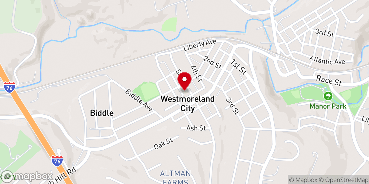 Map showing location of Westmoreland City PM Church