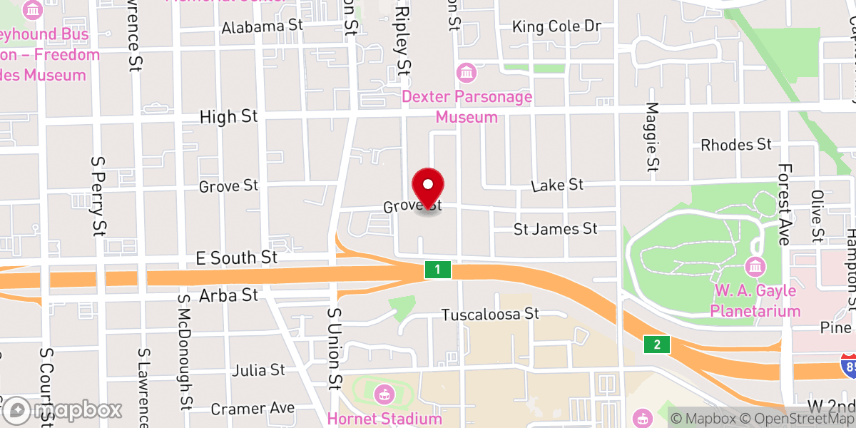 Map showing location of Hutchinson Missionary Baptist Church