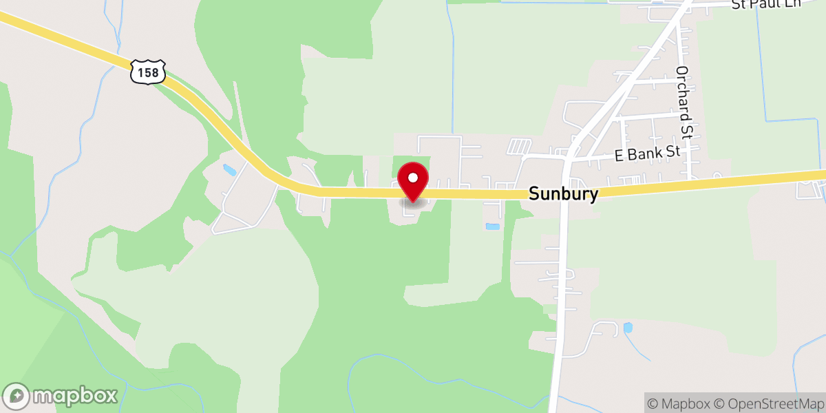 Map showing location of Beulah Baptist