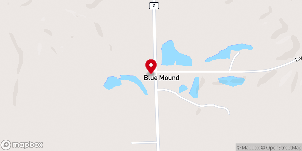 Map showing location of Blue Mound Cowboy Church