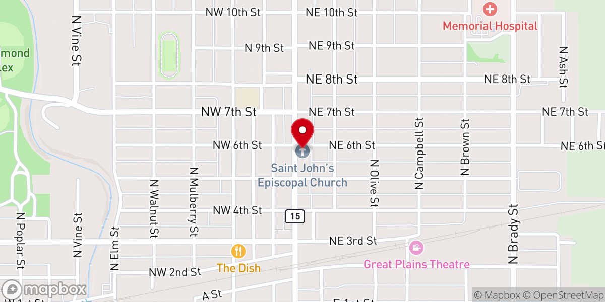 Map showing location of St. John's Episcopal Church