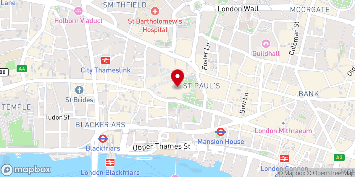 Map showing location of St. Paul's Cathedral