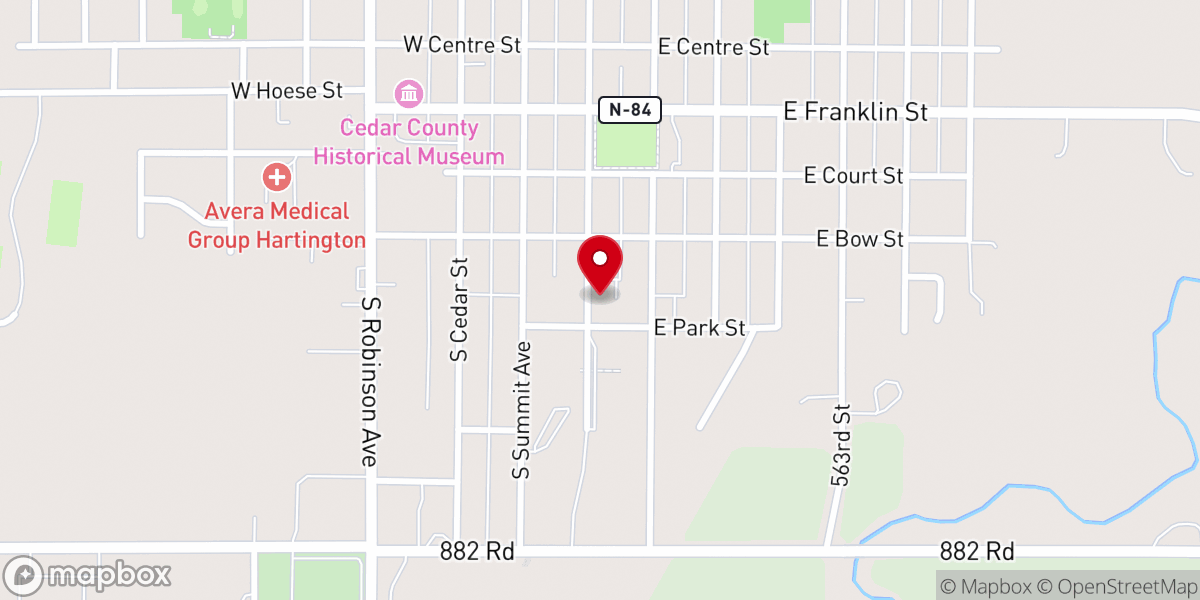 Map showing location of Cedar Catholic High School
