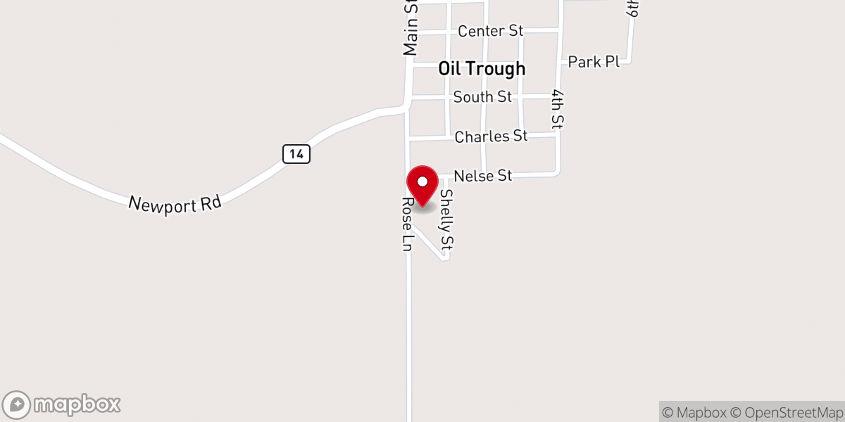 Map showing location of Oil Trough Church of Christ