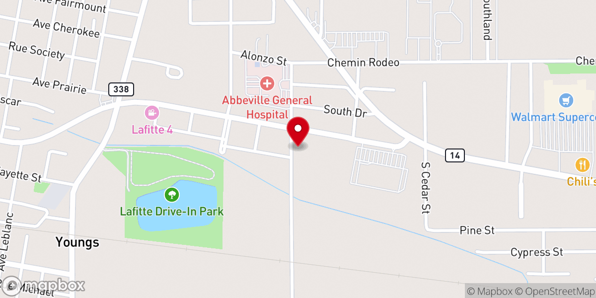 Map showing location of Charity Baptist Church