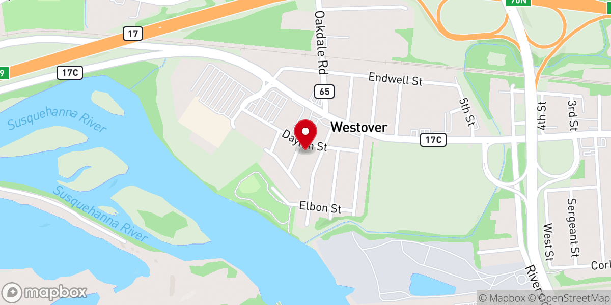Map showing location of Westover United Methodist Church