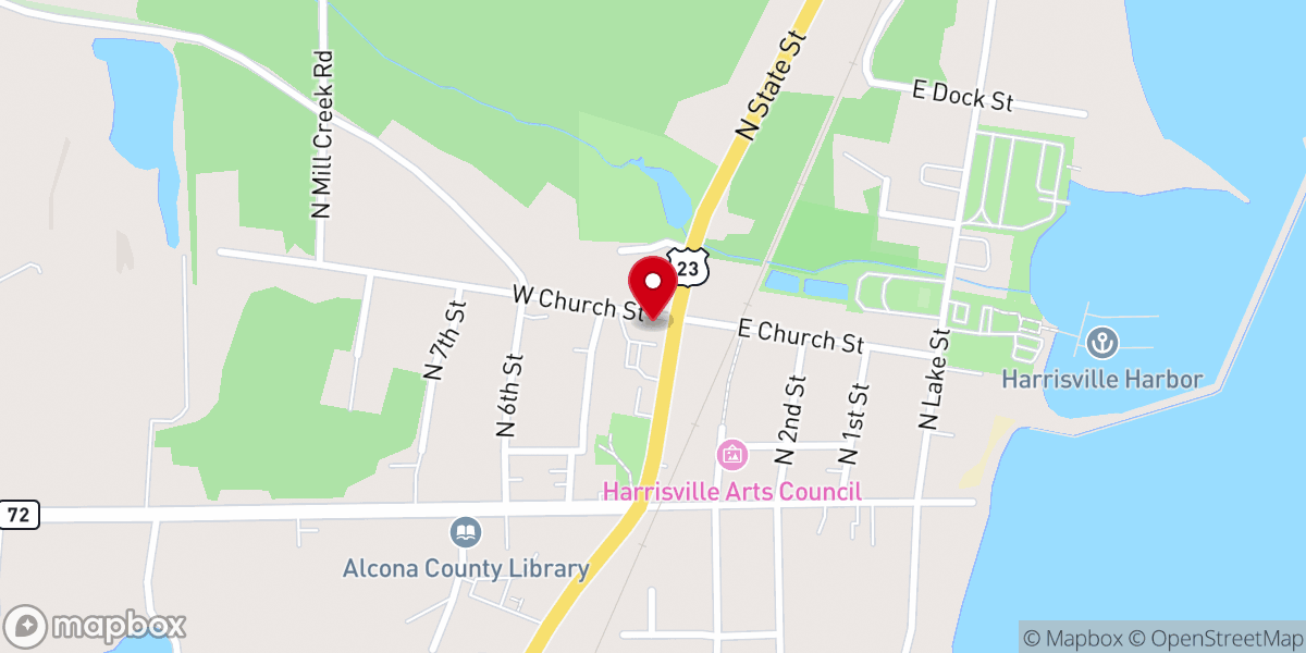 Map showing location of Harrisville UMC