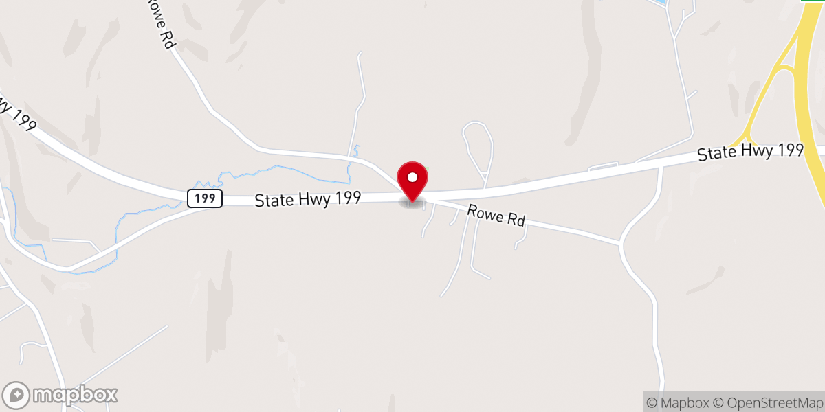 Map showing location of Rowe United Methodist Church