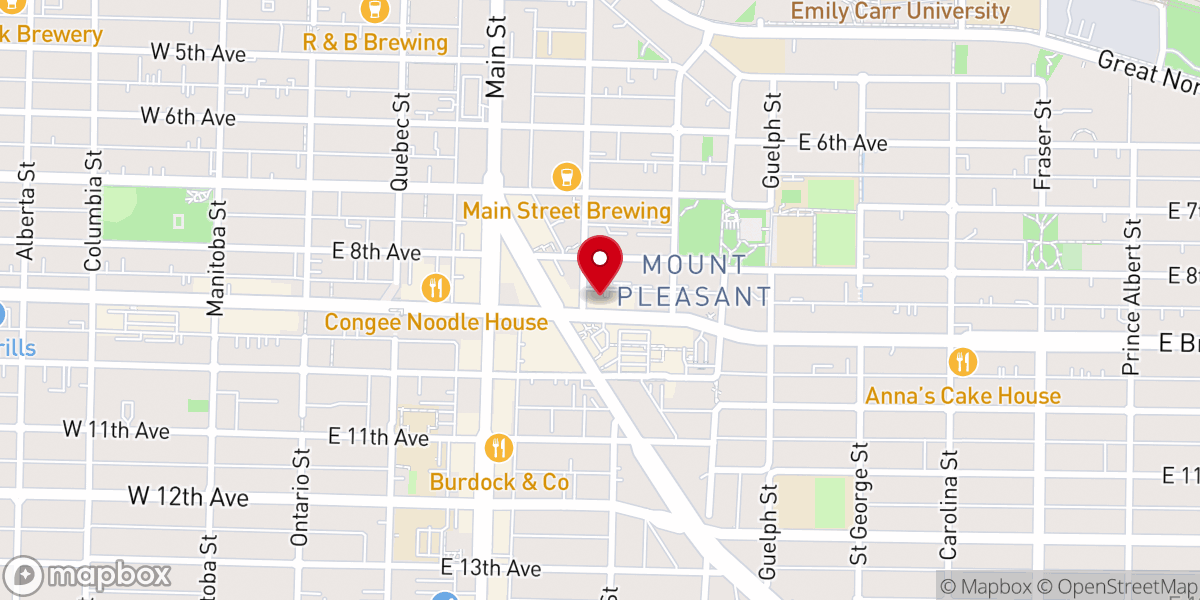 Map showing location of Trinity United Church