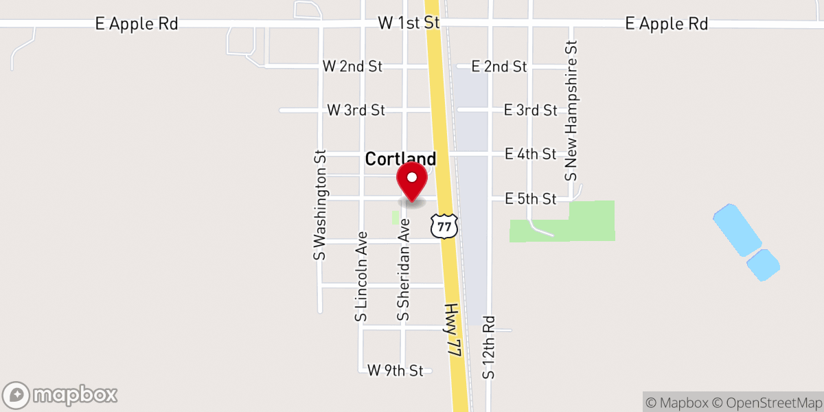 Map showing location of Cortland United Church