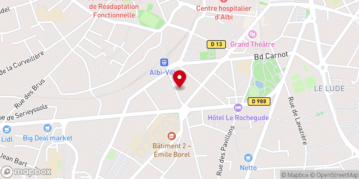 Map showing location of Impact Centre Chrétien (ICC) Albi