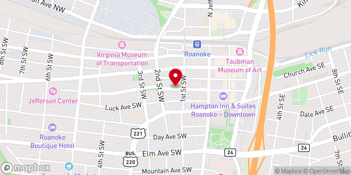Map showing location of Roanoke Arts Commission