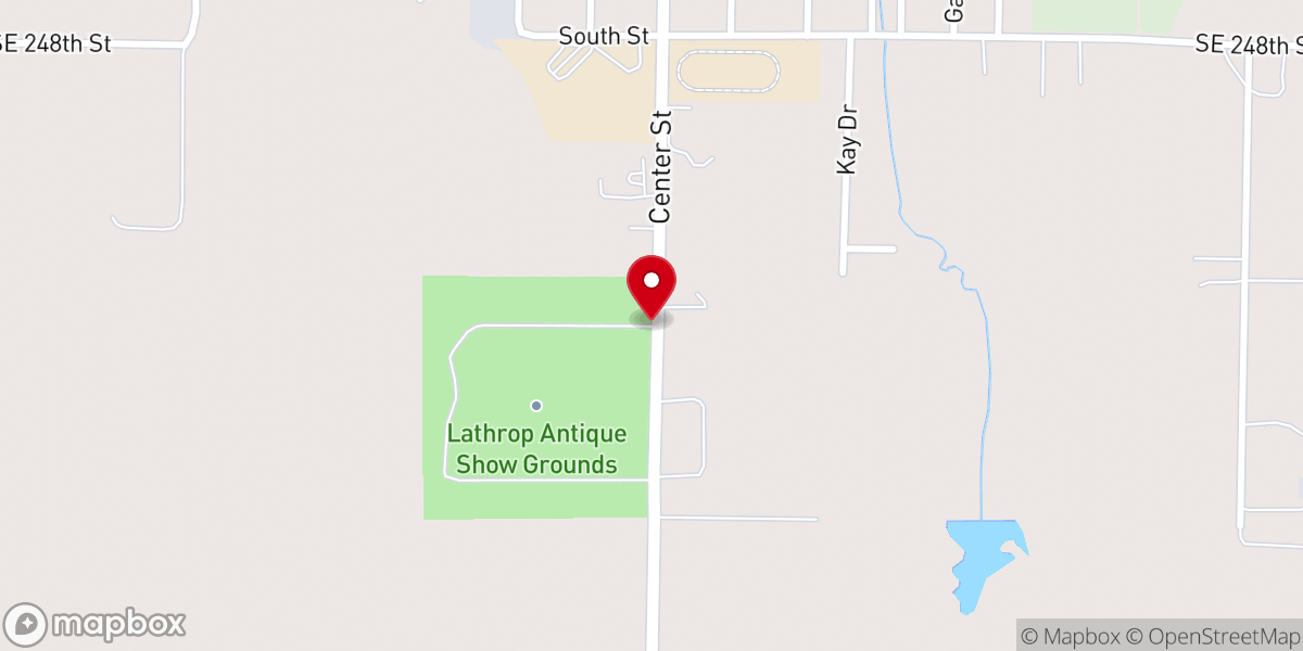 Map showing location of Lathrop Antique Show Grounds