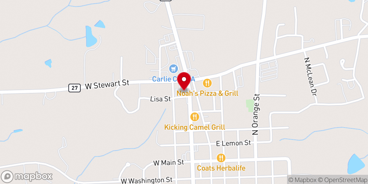 Map showing location of Coats Community Church
