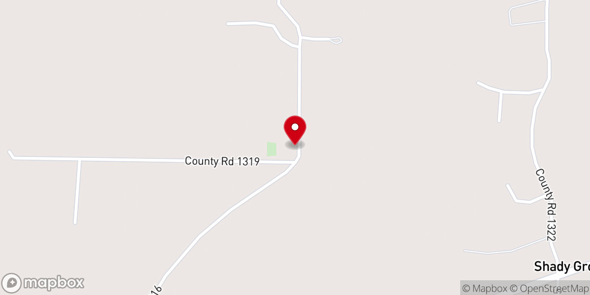 Map showing location of Shady Grove Church