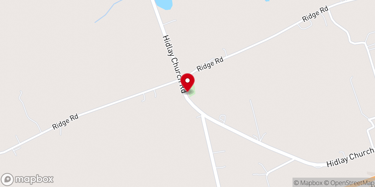 Map showing location of Hidlay Evangelical Lutheran Church