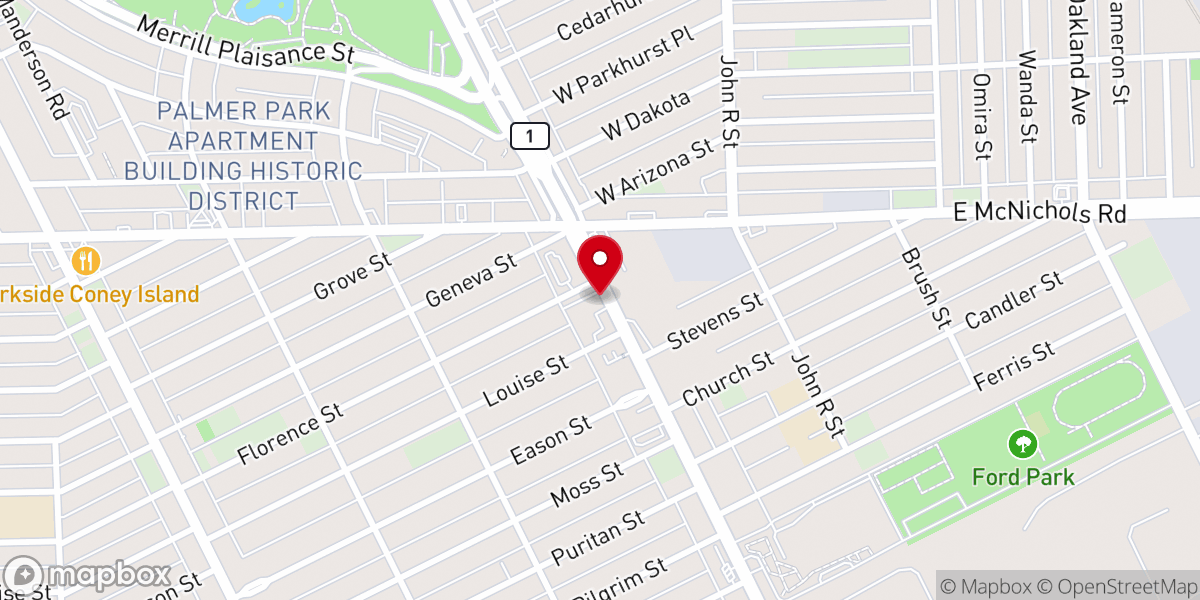 Map showing location of Revival Tabernacle