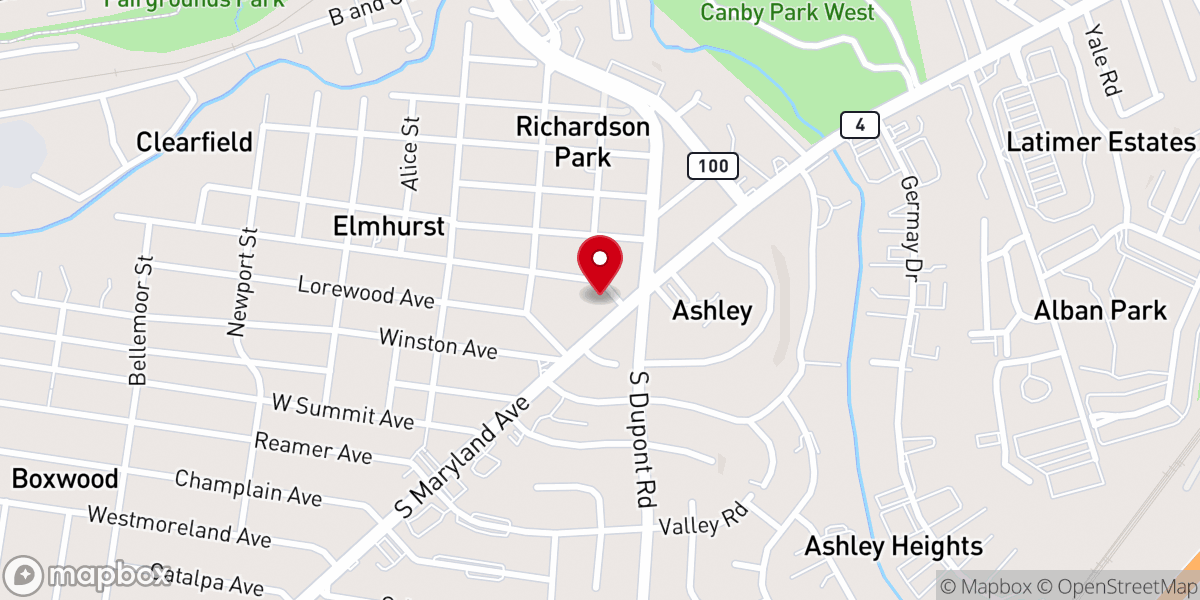 Map showing location of Richardson Park United Methodist Church