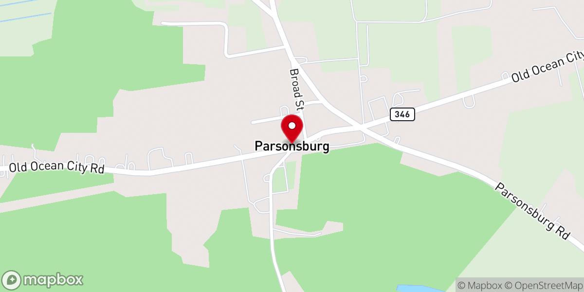 Map showing location of Parsonsburg