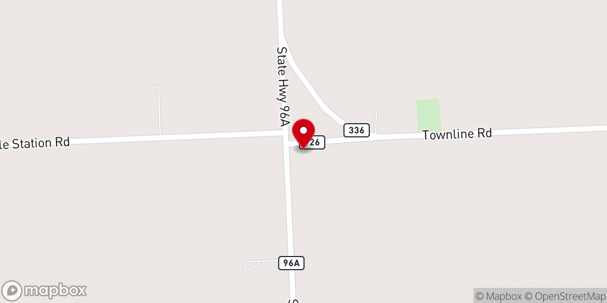 Map showing location of Finger Lakes Baptist Church