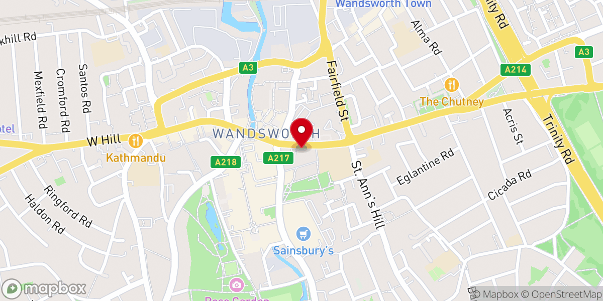 Map showing location of Wandsworth Quaker Meeting House