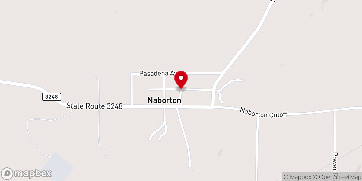 Map showing location of Naborton Baptist Church