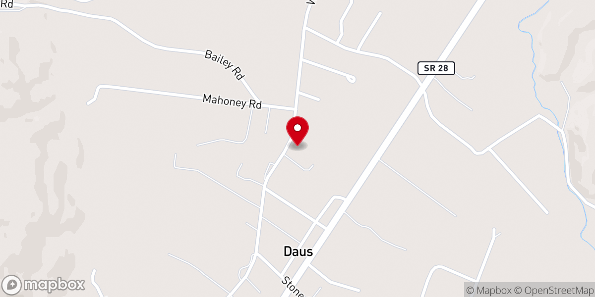 Map showing location of Daus Baptist church