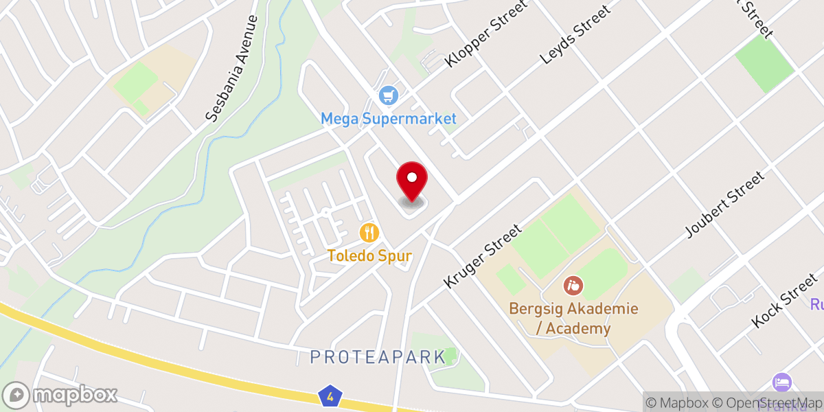 Map showing location of Seventh-day Adventist Church Rustenburg