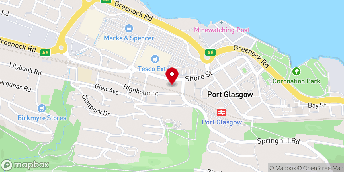 Map showing location of Port Glasgow United Reformed Church