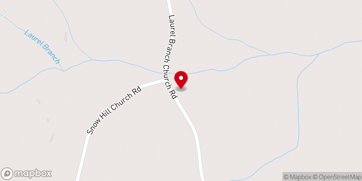 Map showing location of Laurel Branch Church