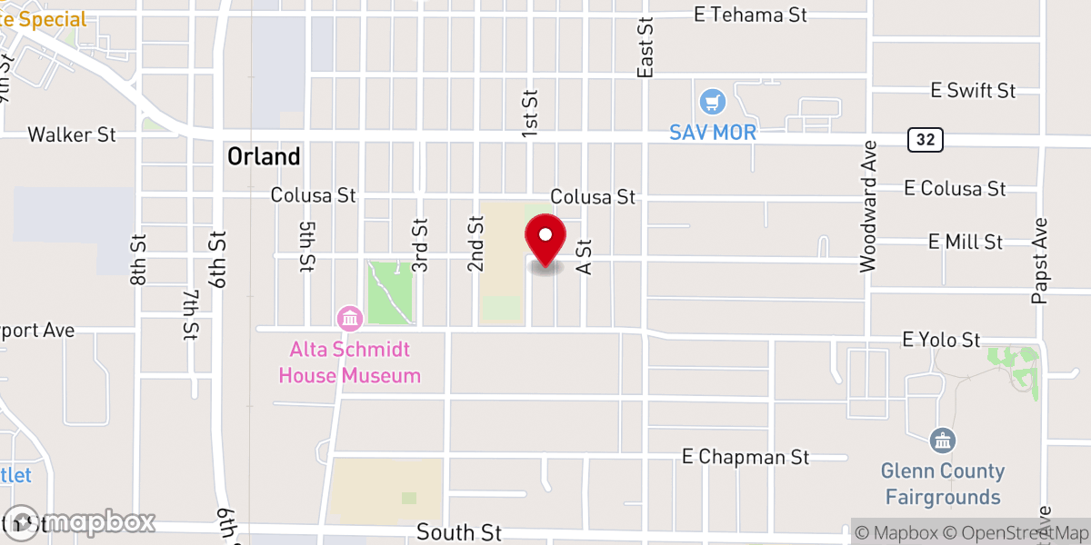 Map showing location of First Baptist Church