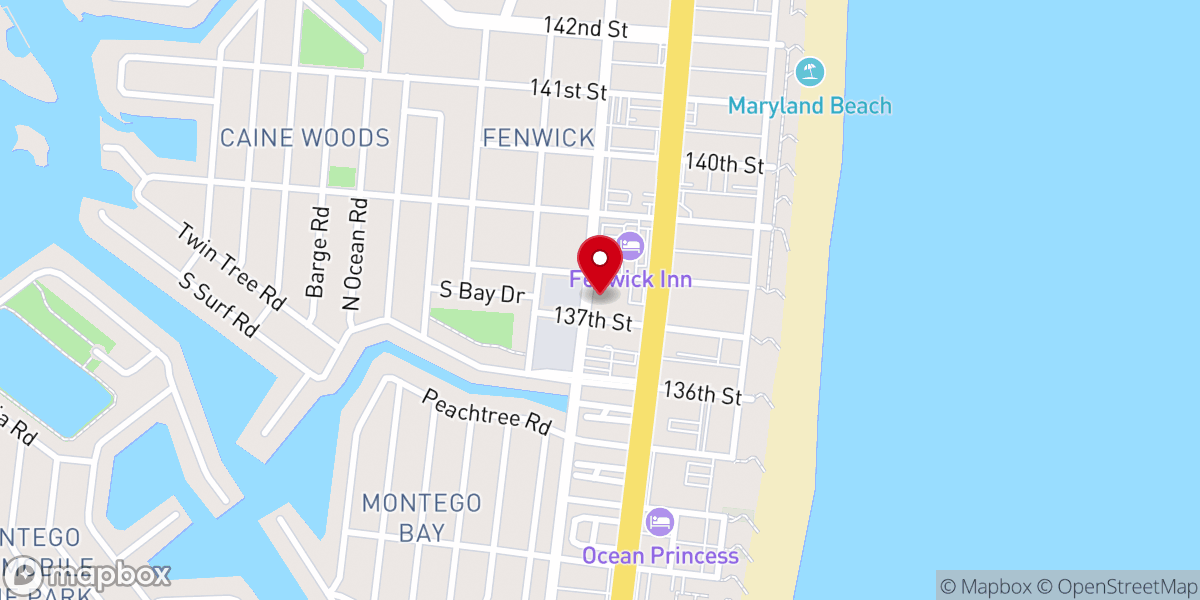 Map showing location of Elks Lodge #2645, Ocean City, MD