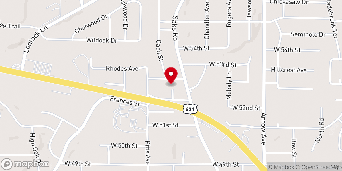 Map showing location of Living Waters Assembly of God