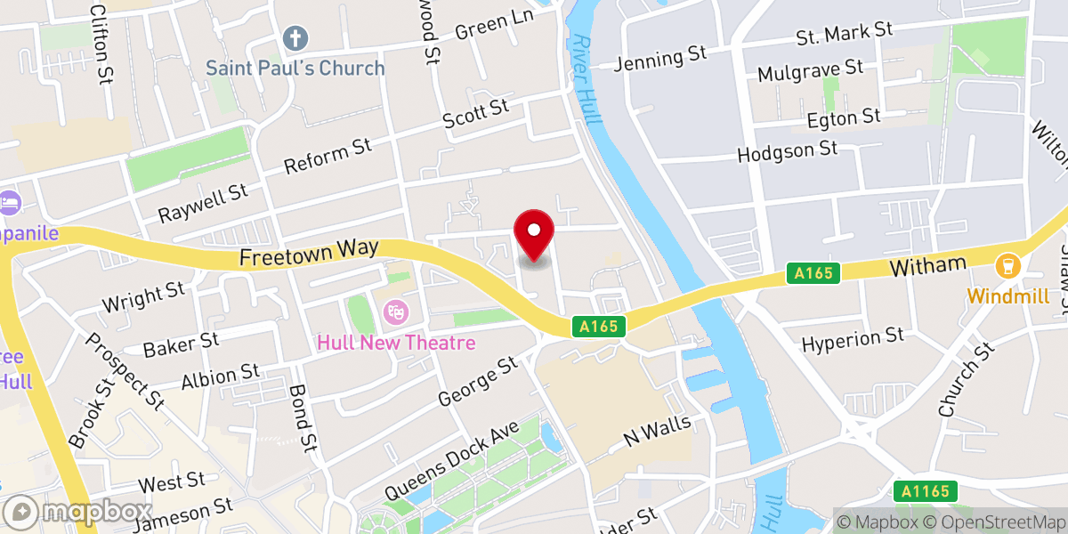 Map showing location of Bourne Street Elim Church