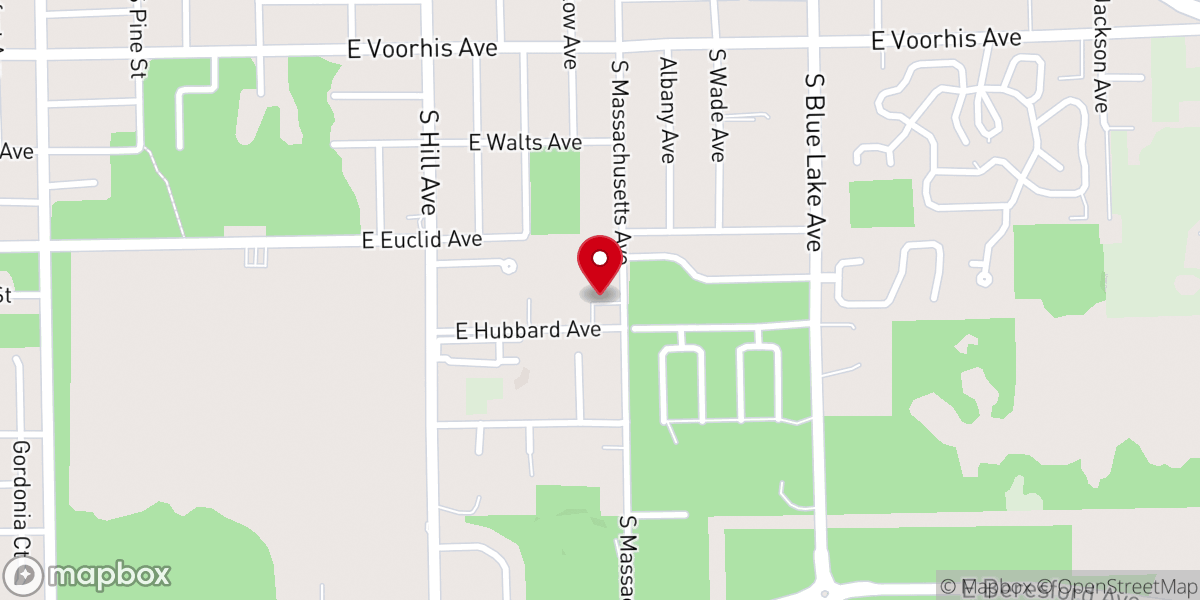 Map showing location of Eastside Baptist Church