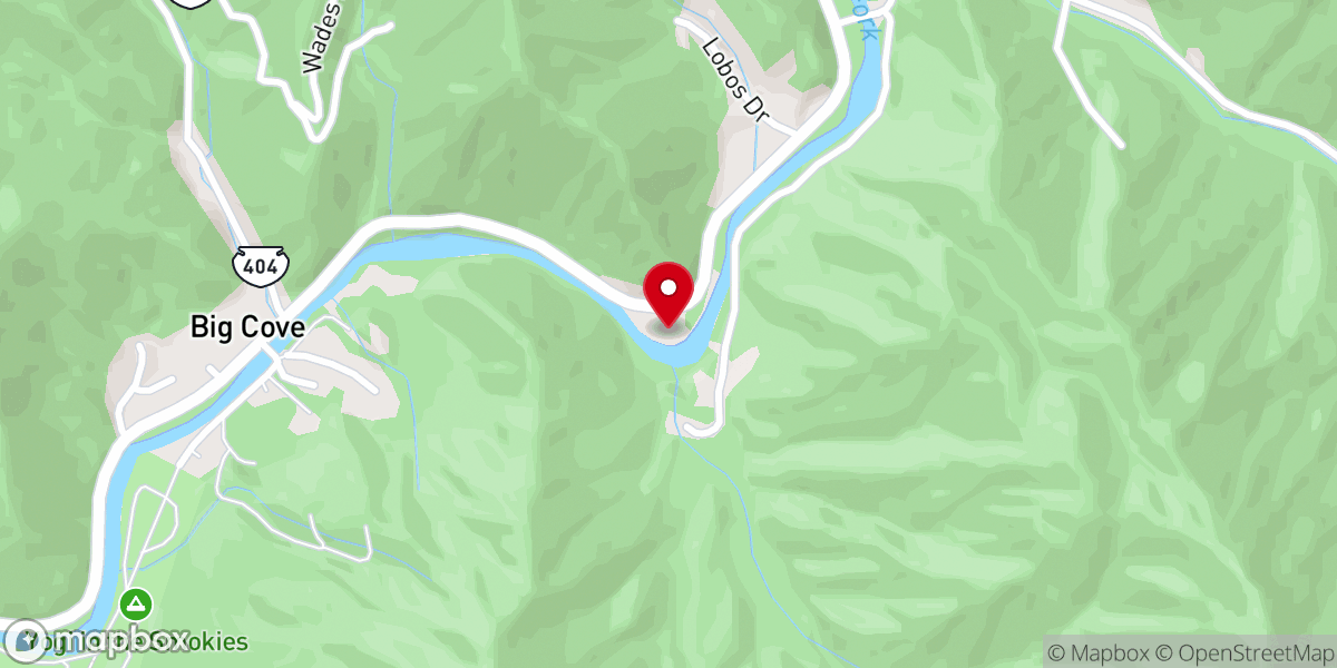 Map showing location of Big Cove Pentecostal church