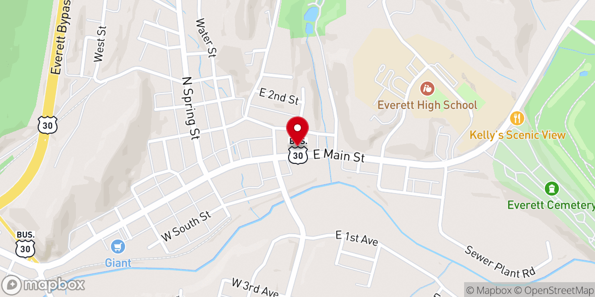Map showing location of Everett United Methodist Church