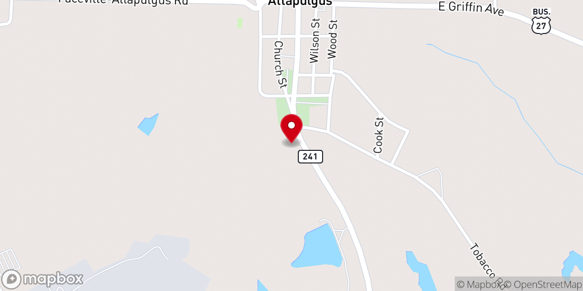 Map showing location of Attapulgus Church of God