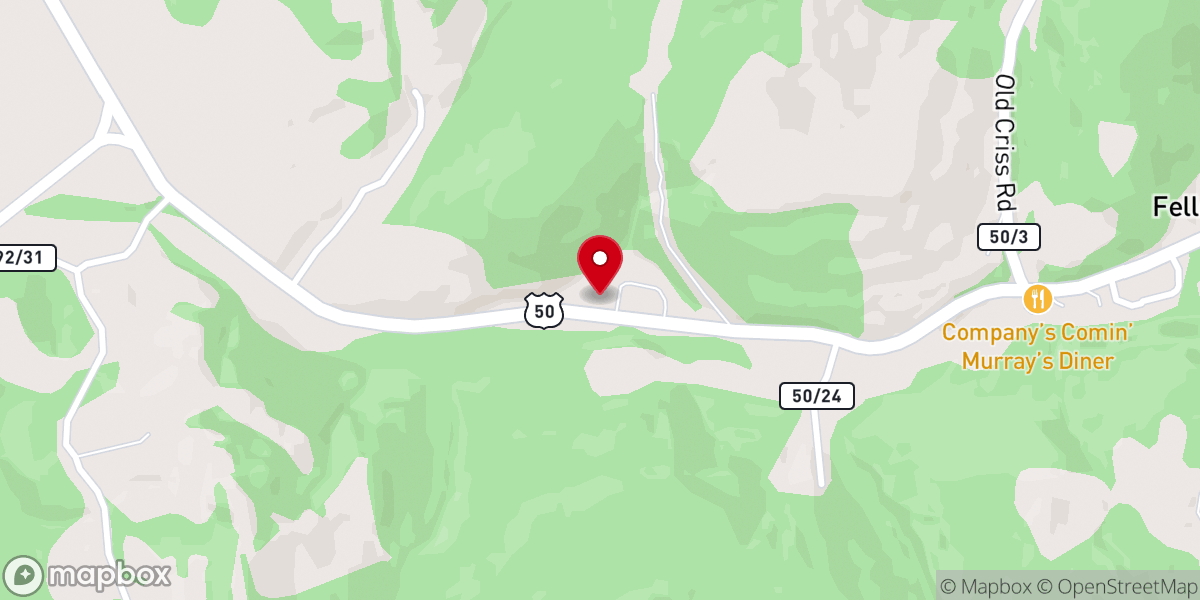 Map showing location of Fellowsville Assembly of God