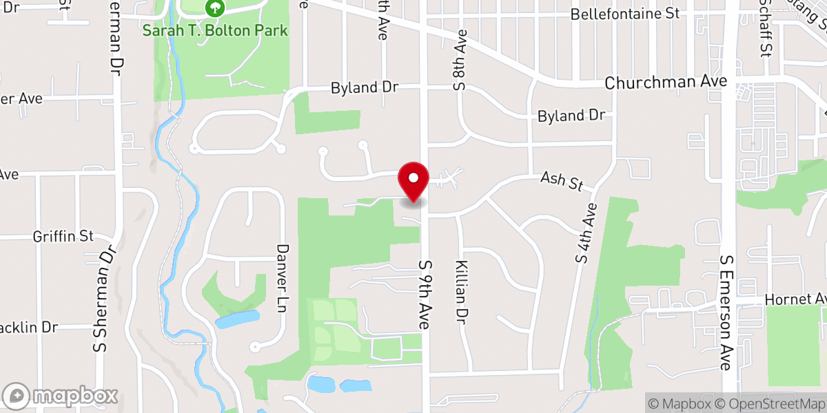 Map showing location of Ascension Lutheran Church