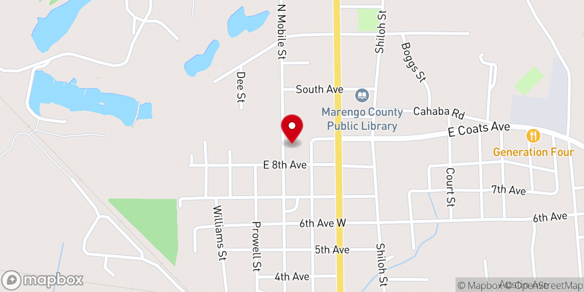 Map showing location of Linden Baptist Church