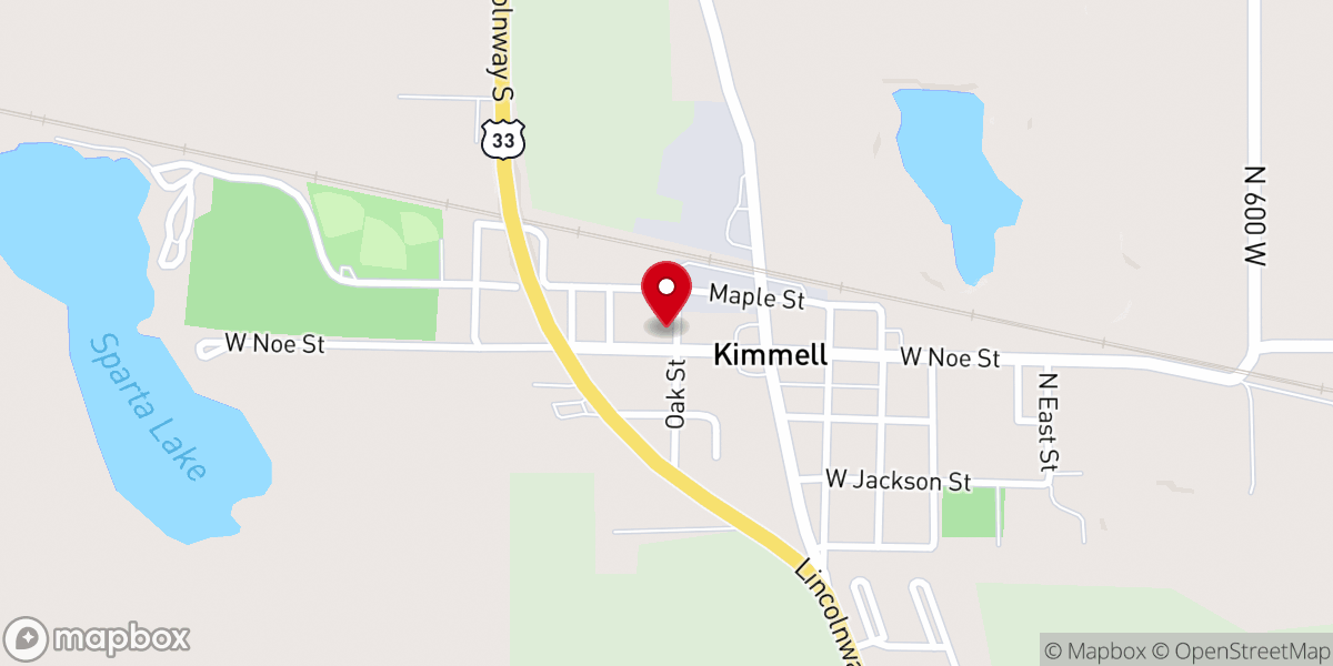 Map showing location of Kimmell Baptist Church