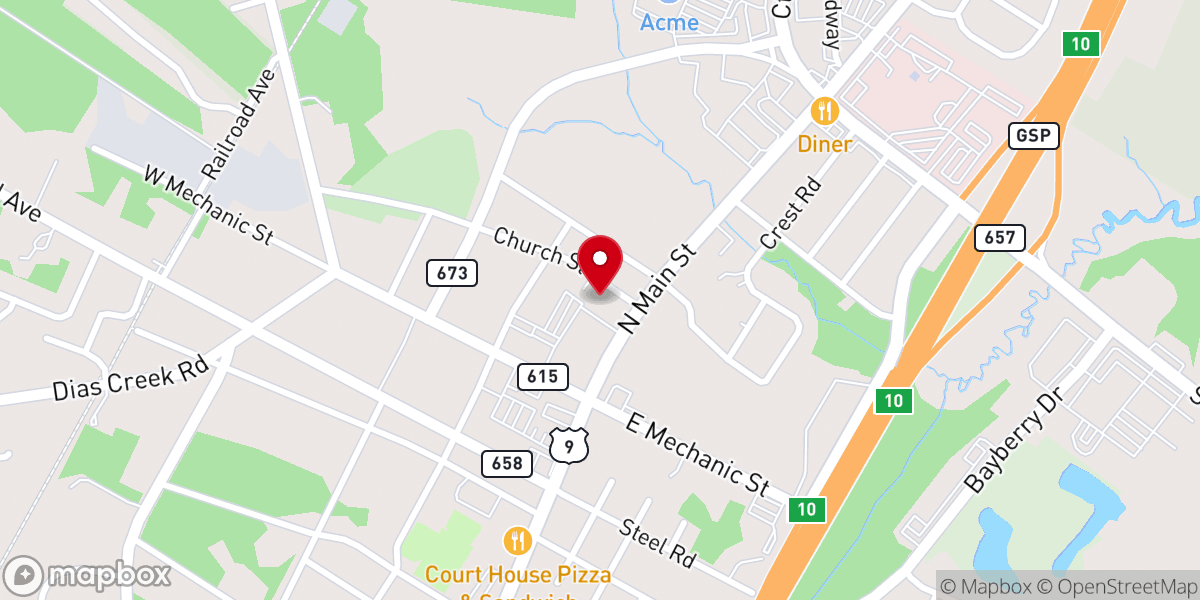 Map showing location of Methodist Fellowship Hall